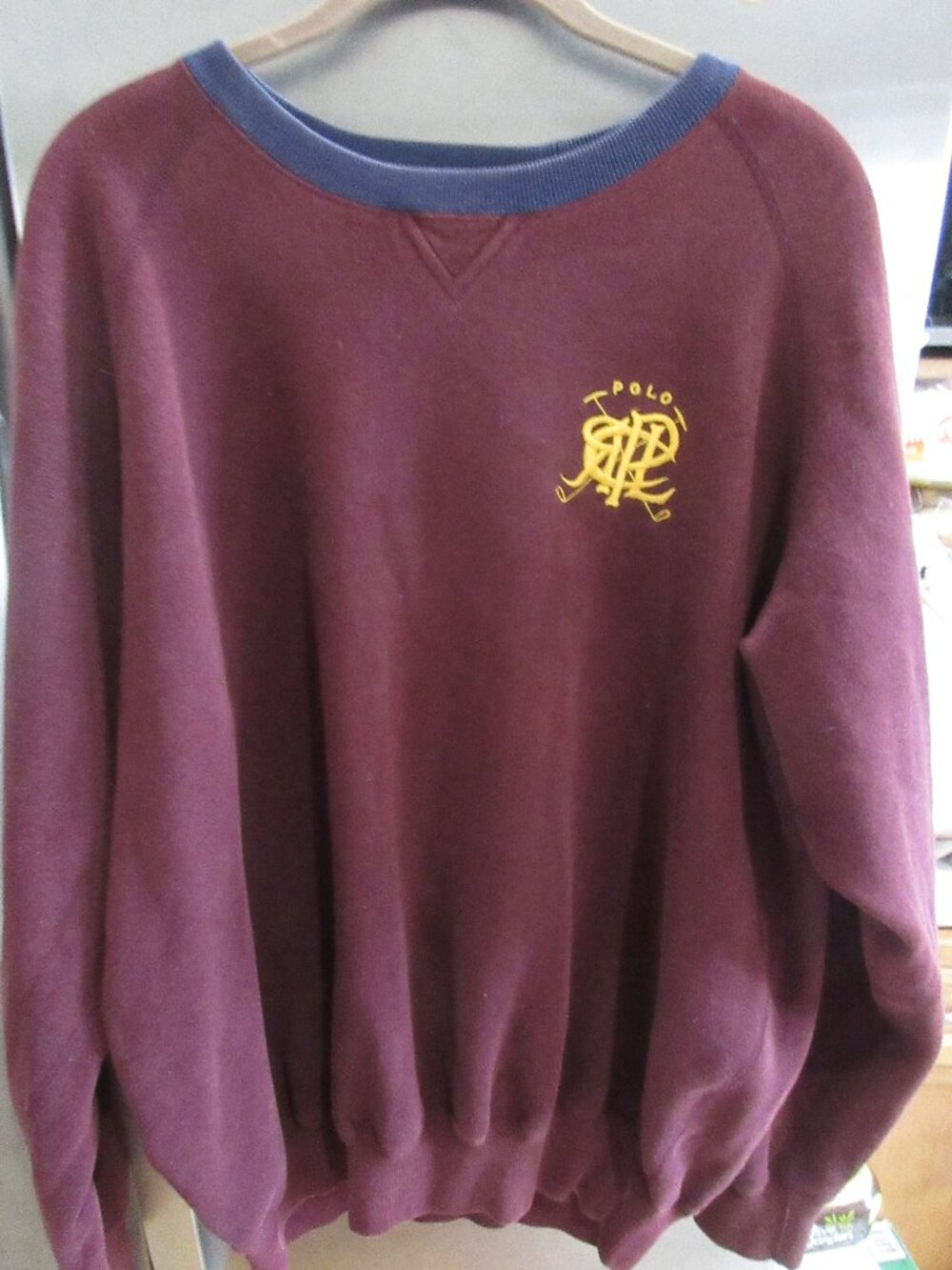 vintage Polo Ralph Lauren wine  cotton blend pullover sweatshirt logo xl